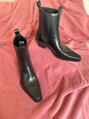 H&M Black Leather Ankle Boots